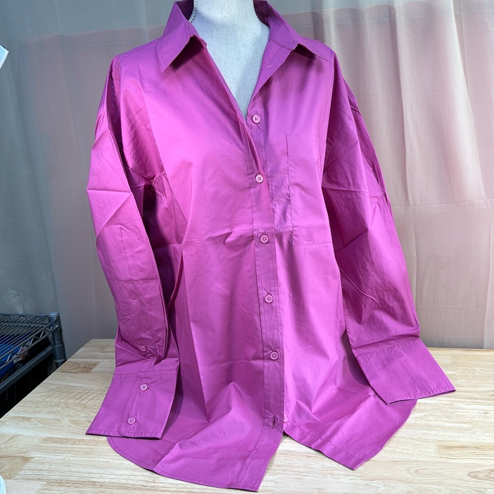 Banana Republic Oversized Button Down Collared Cotton Top Shirt